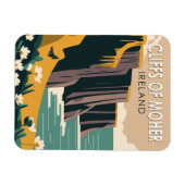 Cliffs of Moher Ireland Floral Travel Art  Magneet (Horizontaal)