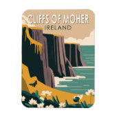 Cliffs of Moher Ireland Floral Travel Art  Magneet (Verticaal)