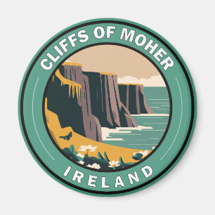 Cliffs of Moher Ireland Floral Travel Art  Magneet