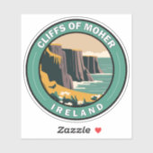 Cliffs of Moher Ireland Floral Travel Art  Sticker (Vel)