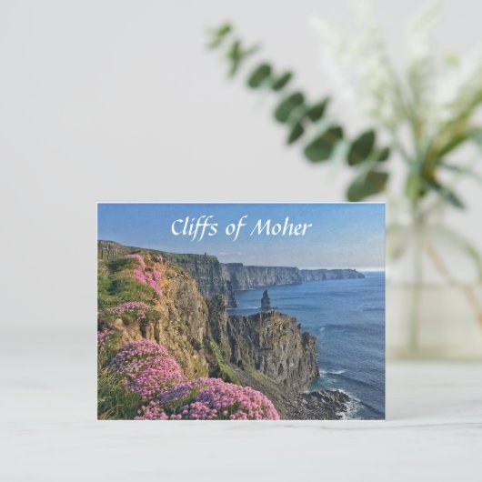 Cliffs of Moher, Ireland, Flowers Briefkaart (Staand voorkant)