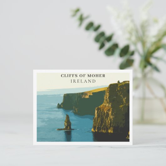 Cliffs of Moher, Ireland Retro Style Briefkaart (Staand voorkant)