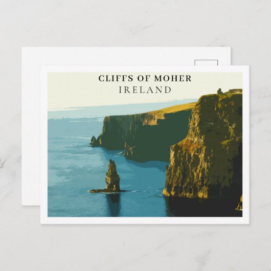 Cliffs of Moher, Ireland Retro Style Briefkaart (Voorkant / Achterkant)