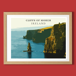 Cliffs of Moher, Ireland Retro Style Poster