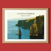 Cliffs of Moher, Ireland Retro Style Poster