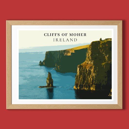 Cliffs of Moher, Ireland Retro Style Poster