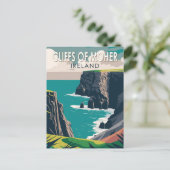 Cliffs of Moher Ireland Travel Art  Briefkaart (Staand voorkant)