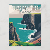 Cliffs of Moher Ireland Travel Art  Briefkaart (Voorkant)