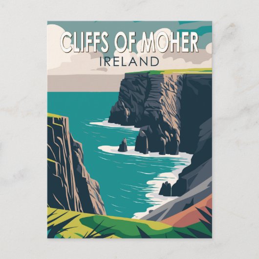Cliffs of Moher Ireland Travel Art  Briefkaart (Voorkant)