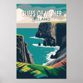 Cliffs of Moher Ireland Travel Art  Poster (Voorkant)
