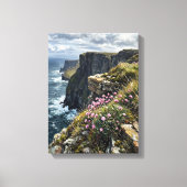 Cliffs of Moher Sea Pinks Thrift Art Canvas Afdruk (Voorkant)