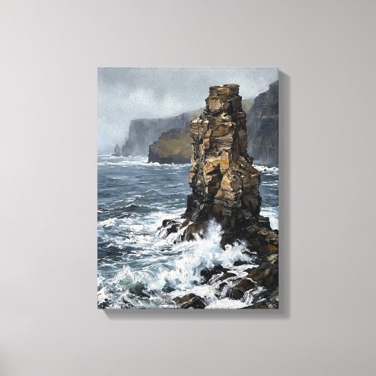 Cliffs of Moher Sea Stack Solitude Canvas Afdruk (Voorkant)