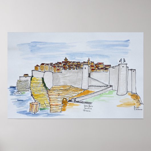 Cliffside City of Bonifacio | Corsica, Frankrijk Poster (Voorkant)