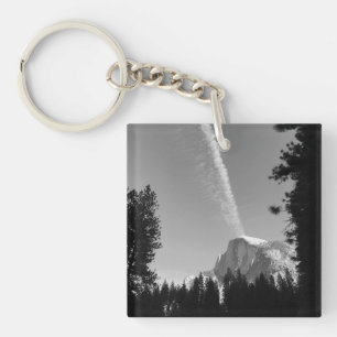 Cliffside Cloud Yosemite Lucht Zwart en Wit Foto Sleutelhanger