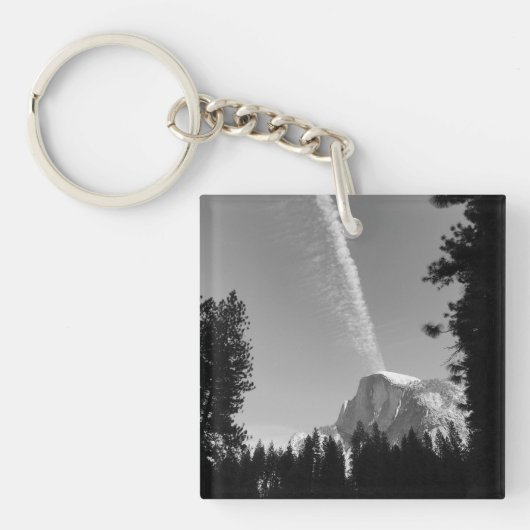 Cliffside Cloud Yosemite Lucht Zwart en Wit Foto Sleutelhanger (Voorkant)