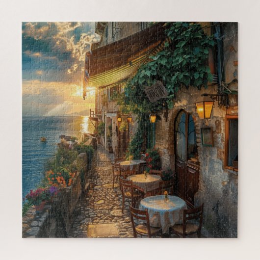 Cliffside Coastal Italië bij Dusk Puzzle Legpuzzel (Verticaal)