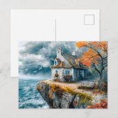 Cliffside Cottage Over Stormy Zee Briefkaart (Voorkant / Achterkant)