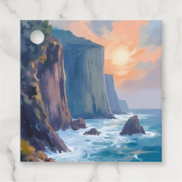 Cliffside Cove | Kustwater Aquarelschilderij Bedankjes Labels