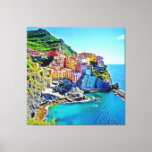 Cliffside Dreams: de kleuren van Manarola Canvas Afdruk (Voorkant)