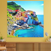 Cliffside Dreams: de kleuren van Manarola Canvas Afdruk (Insitu (Woonkamer))