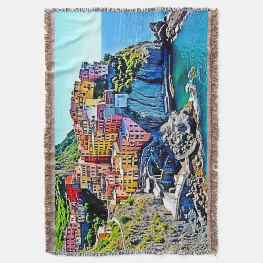 Cliffside Dreams: de kleuren van Manarola Deken (Voorkant Verticaal)