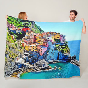 Cliffside Dreams: de kleuren van Manarola Fleece Deken