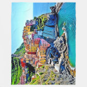 Cliffside Dreams: de kleuren van Manarola Fleece Deken (Voorkant)