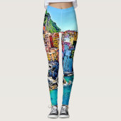 Cliffside Dreams: de kleuren van Manarola Leggings (Voorkant)