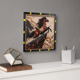 Cliffside Freedom: houten Mustang uurwerk Vierkante Klok