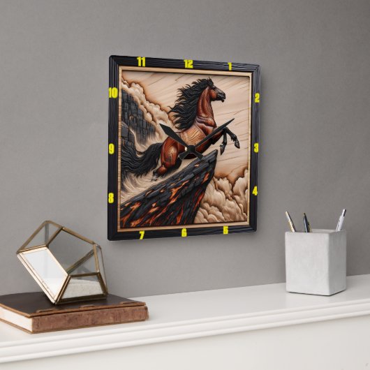 Cliffside Freedom: houten Mustang uurwerk Vierkante Klok (Kantoor)