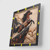 Cliffside Freedom: houten Mustang uurwerk Vierkante Klok (Hoek)