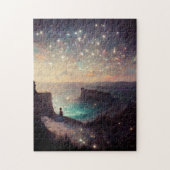 Cliffside Night Fantasy Landscape Sci-Fi Legpuzzel (Verticaal)