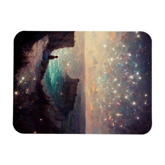 Cliffside Night Fantasy Landscape Sci-Fi Magneet (Horizontaal)