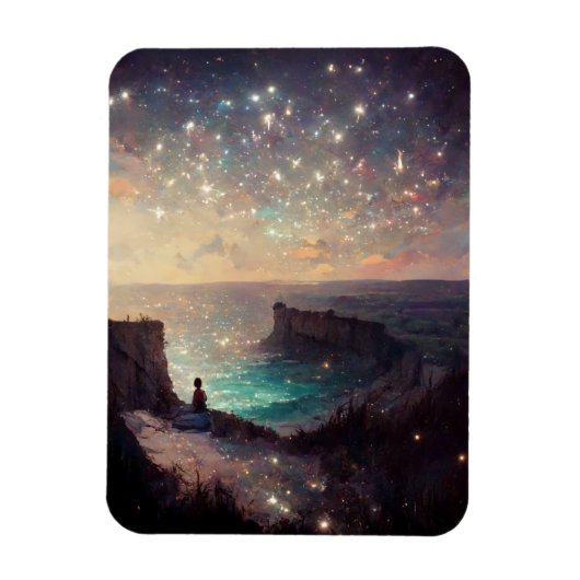 Cliffside Night Fantasy Landscape Sci-Fi Magneet (Verticaal)