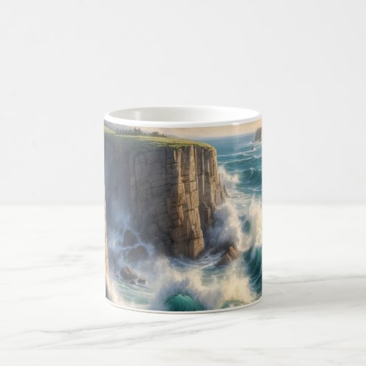 Cliffside Ocean Waves Coastal Landscape Coffee Mug Koffiemok (Center)