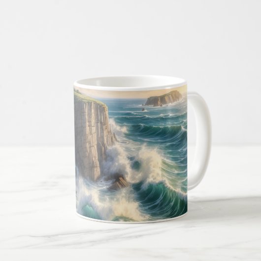 Cliffside Ocean Waves Coastal Landscape Coffee Mug Koffiemok (Voorkant rechts)