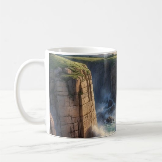 Cliffside Ocean Waves Coastal Landscape Coffee Mug Koffiemok (Links)