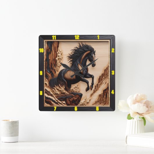 Cliffside Spirit gepersonaliseerde verkoold hout M Vierkante Klok (Huis)