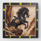 Cliffside Spirit gepersonaliseerde verkoold hout M Vierkante Klok (Voorkant)