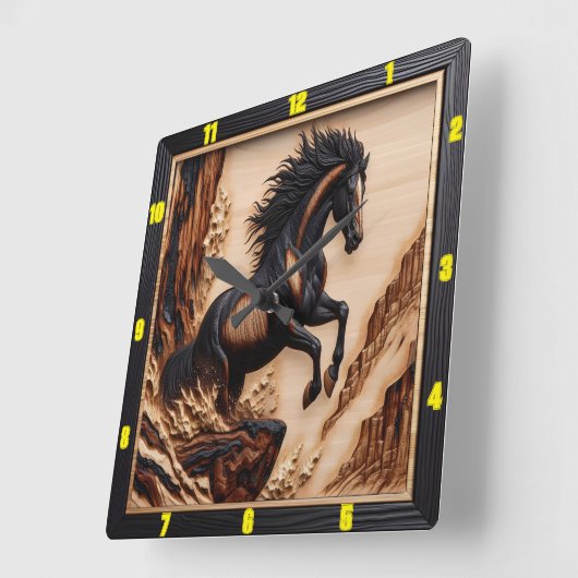 Cliffside Spirit gepersonaliseerde verkoold hout M Vierkante Klok (Hoek)