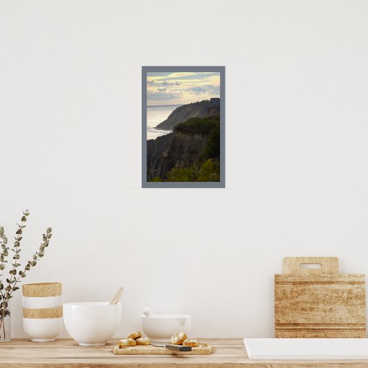 Cliffside Sunset Waterscape Photo Poster (Keuken)