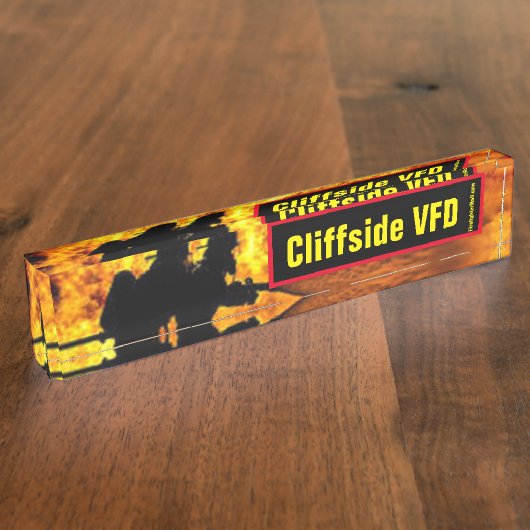 Cliffside VFD Flames bureaunaam bord Naambordje (Zijkant)