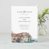 Cliffside Village Haven Cinque Terre Bruiloft Save The Date (Staand voorkant)