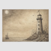Cliffside vuurtoren: Nautische schets - Decoupage Tissuepapier (Voorkant)