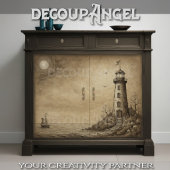 Cliffside vuurtoren: Nautische schets - Decoupage Tissuepapier