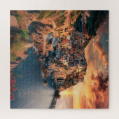 Clifftop kustlijn met zonsondergang gloed legpuzzel (Horizontaal)