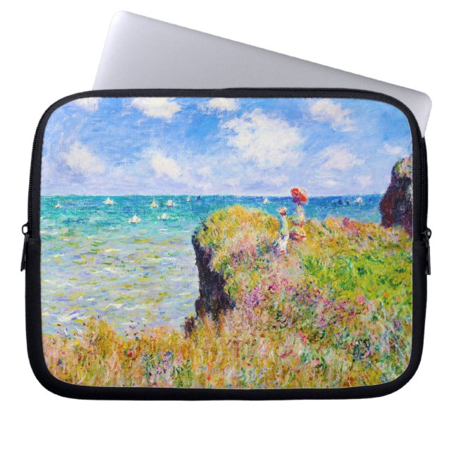 Clifftop Walk in Pourville Claude Monet Laptop Sleeve (Voorkant)