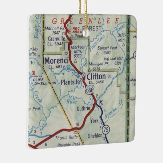 Clifton AZ  Map Keramisch Ornament (Rechts)