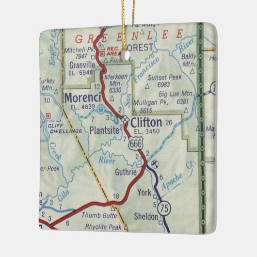 Clifton AZ  Map Keramisch Ornament (Links)