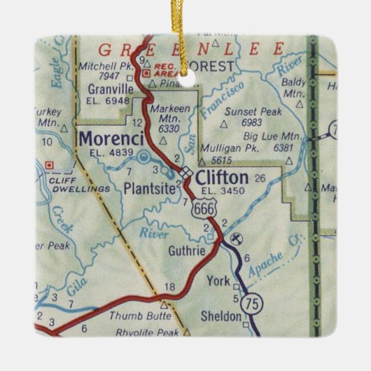 Clifton AZ Map Keramisch Ornament (Voorkant)
